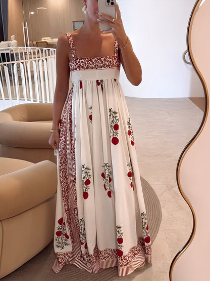 CD | Rochie maxi cu bretele spaghetti florale