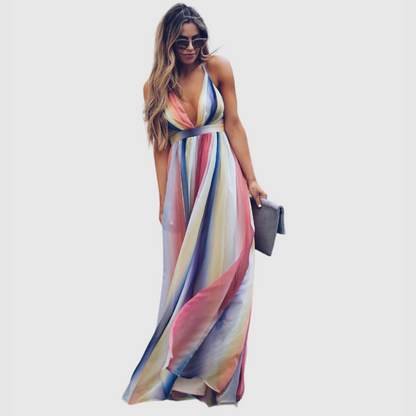 CD | Bohemian Rainbow imprimate rochie lungă