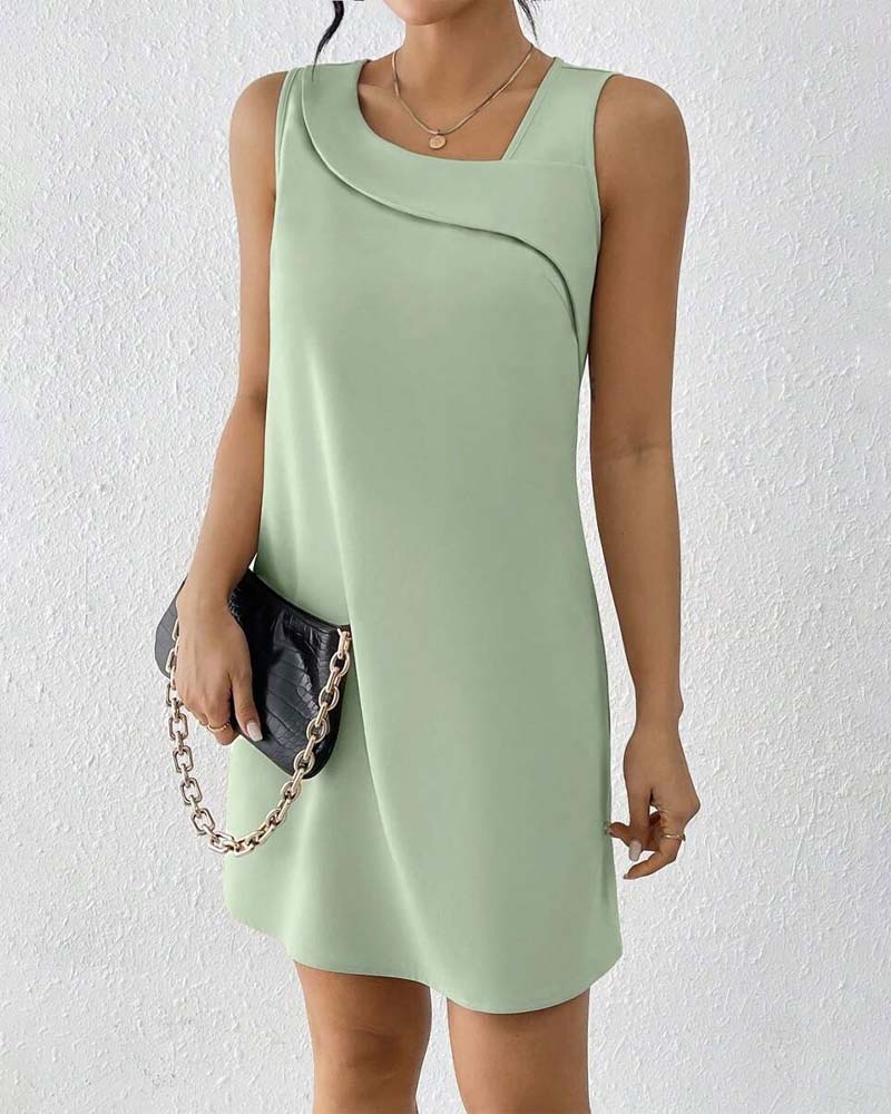 CD | Rochie fără mâneci cu guler tăiat Elegant