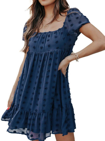 CD | Rochie mini cu decolteu pătrat Swiss Dot