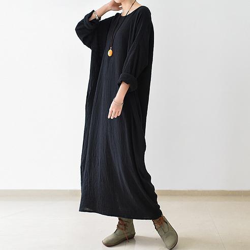 CD | 2021 Toamna nou negru de lenjerie Rochii Plus Dimensiune Casual Maxi Dress