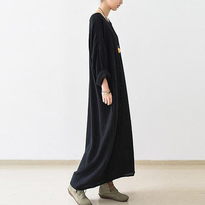 CD | 2021 Toamna nou negru de lenjerie Rochii Plus Dimensiune Casual Maxi Dress