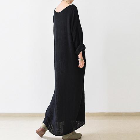 CD | 2021 Toamna nou negru de lenjerie Rochii Plus Dimensiune Casual Maxi Dress