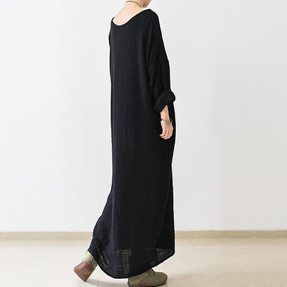 CD | 2021 Toamna nou negru de lenjerie Rochii Plus Dimensiune Casual Maxi Dress