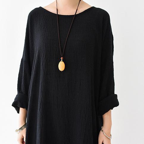 CD | 2021 Toamna nou negru de lenjerie Rochii Plus Dimensiune Casual Maxi Dress