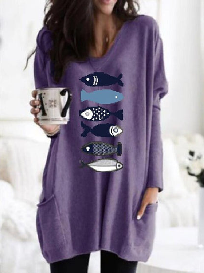 CD | Pulover relaxat cu imprimeu chevron