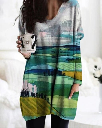 CD | Pulover relaxat cu imprimeu chevron
