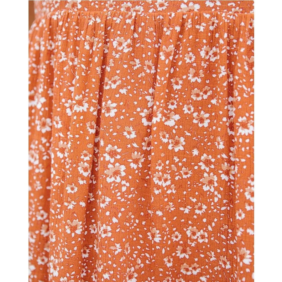 CD | 2024 Casual mici flori lanternă mâneci pentru femei boho rochie