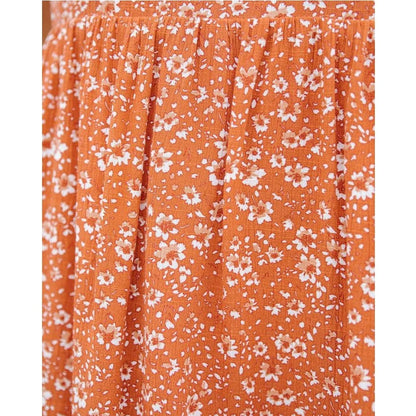 CD | 2024 Casual mici flori lanternă mâneci pentru femei boho rochie