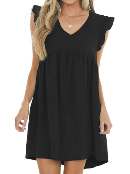 CD | Babydoll Ruffle V-neck crep rochie mini