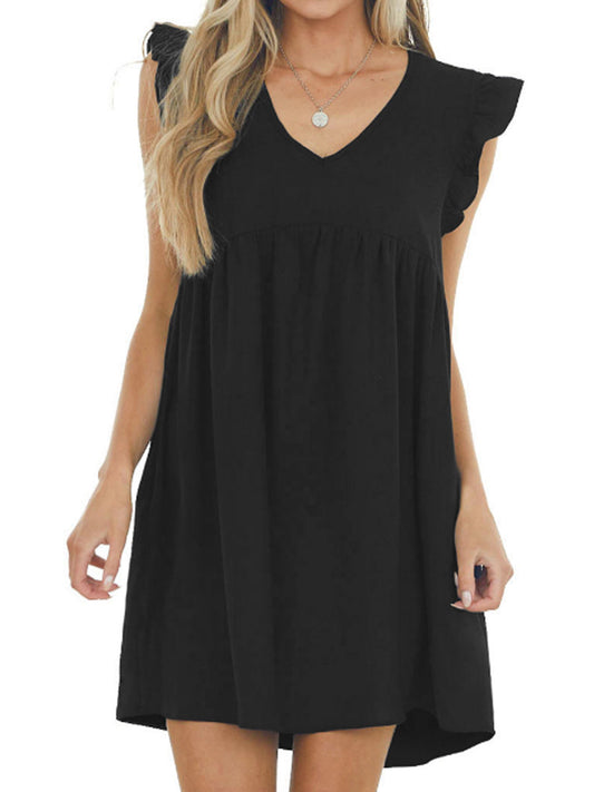 CD | Babydoll Ruffle V-neck crep rochie mini