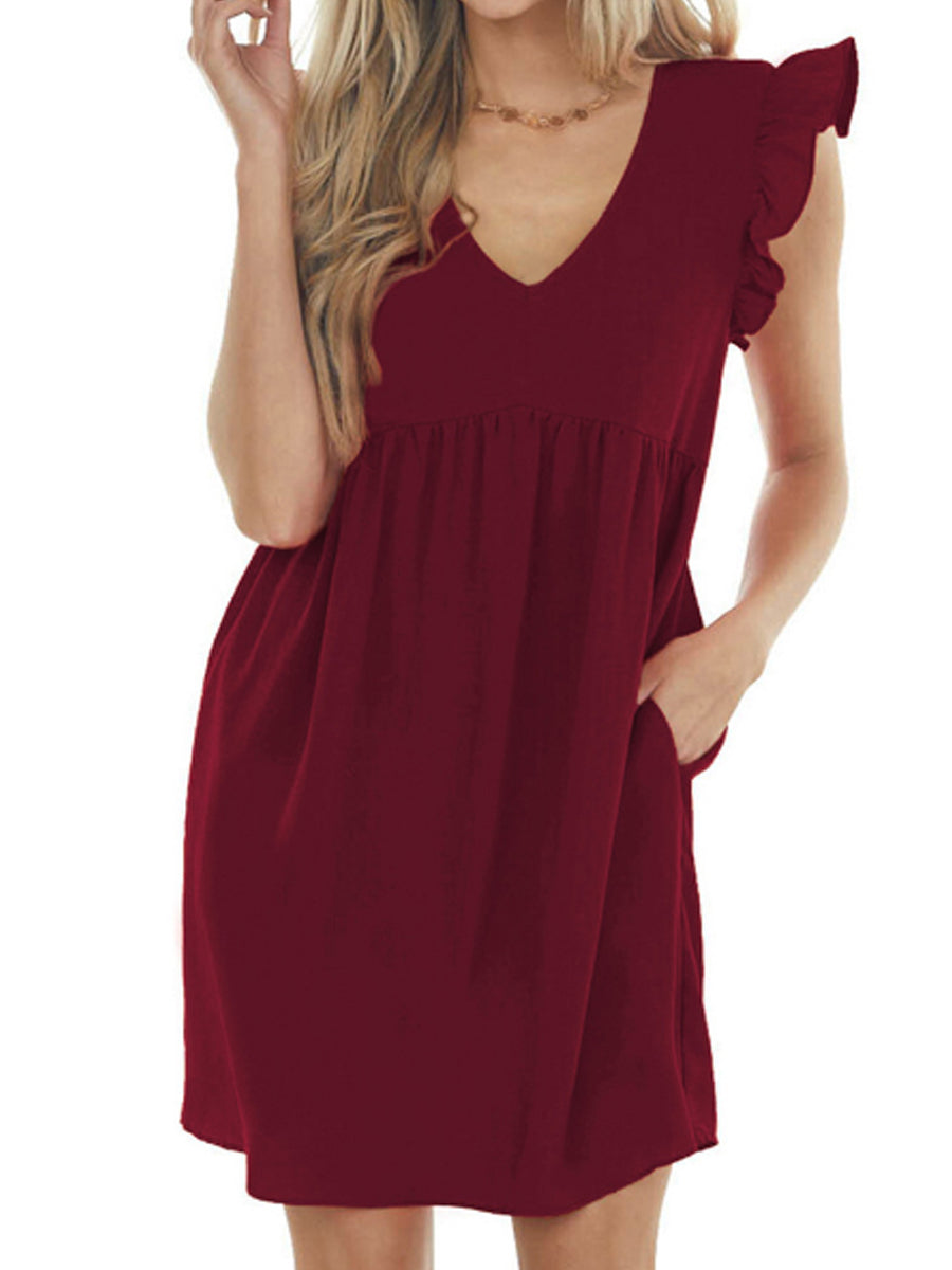 CD | Babydoll Ruffle V-neck crep rochie mini