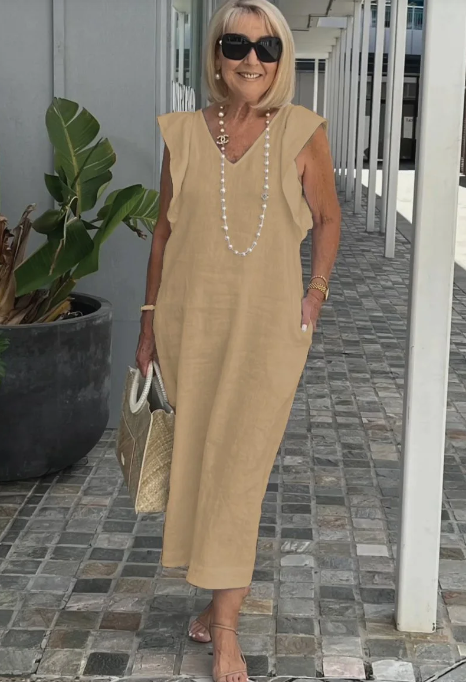 CD | Rochie casual din bumbac și in