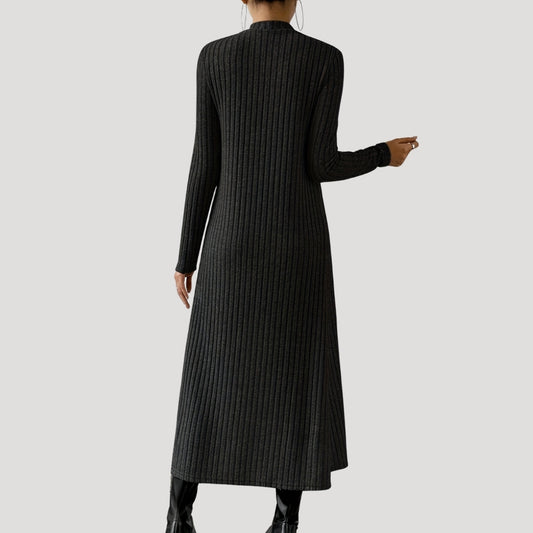 CD | Rochie midi bodycon pentru femei din tricot de nervuri cu suprapunere