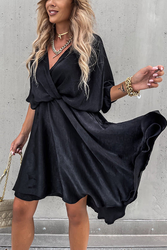 CD | Rochie mini din satin cu mâneci batwing