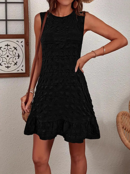 CD | Rochie mini fără mâneci cu tiv cu volane
