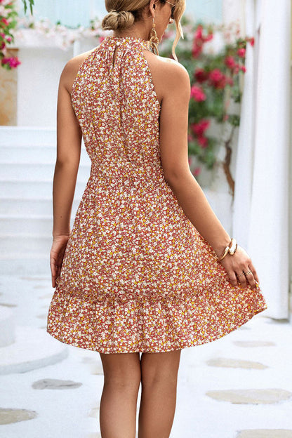 CD | Rochie mini cu dantelă înaltă din flori