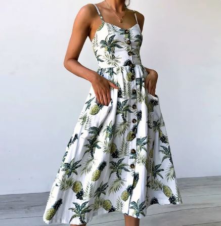 CD | Rochie midi sexy de vară cu imprimeu de plajă