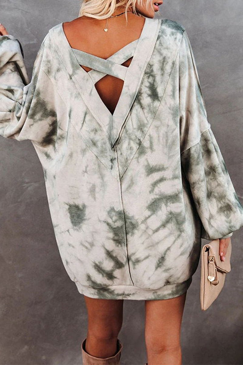 CD | Tie Dye V-neck rochie mini fără spate
