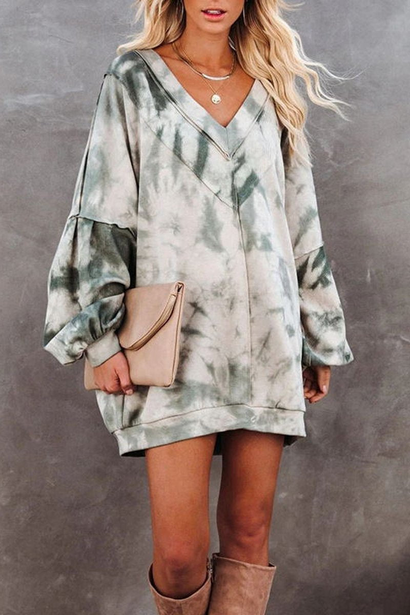 CD | Tie Dye V-neck rochie mini fără spate
