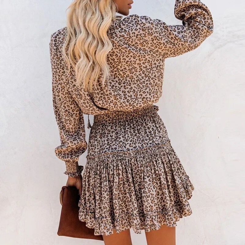 CD | Rochie midi cu imprimeu leopard pentru femei