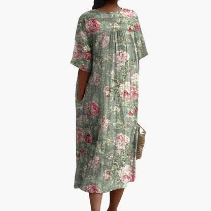 CD | Femei cu mânecă scurtă florale rochie midi pentru uzura de vară