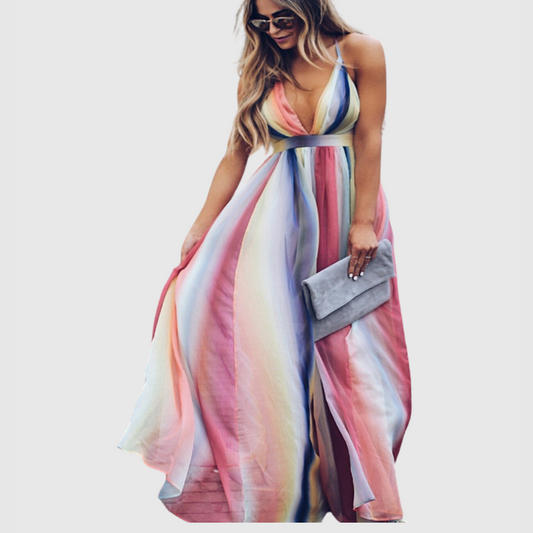 CD | Bohemian Rainbow imprimate rochie lungă
