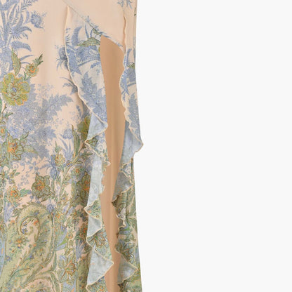 CD | Rochie maxi fără bretele, cu model floral și crăpătură înaltă la tiv