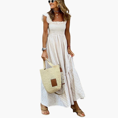CD | Rochie maxi fără mâneci cu corset smocked