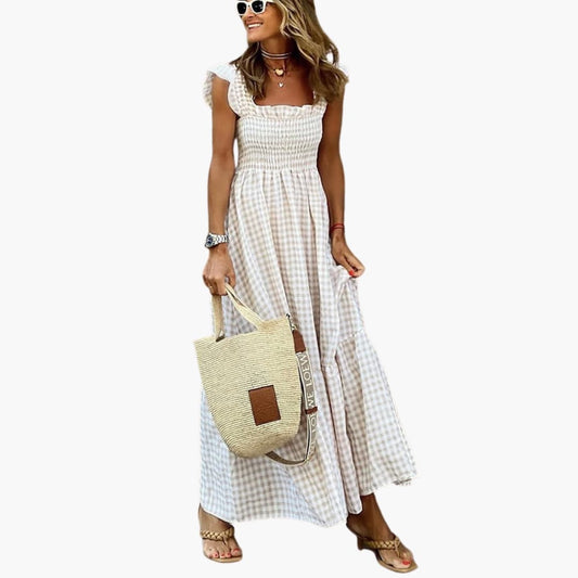 CD | Rochie maxi fără mâneci cu corset smocked