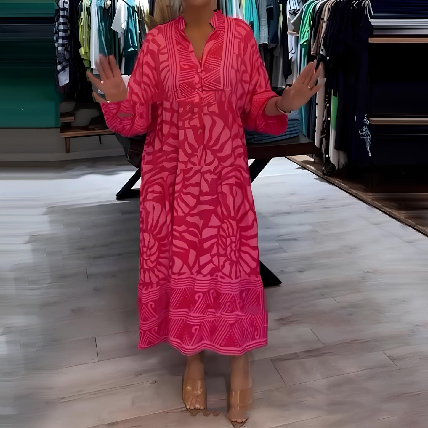 CD | Rochie maxi colorată și aerisită