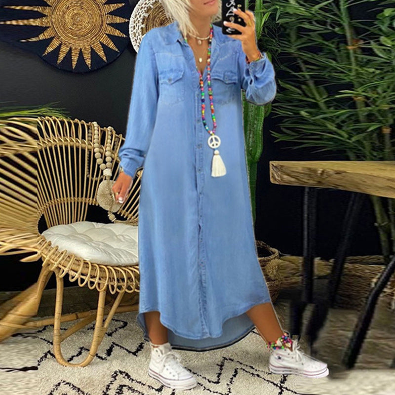 CD | Rochie maxi din denim cu mâneci lungi
