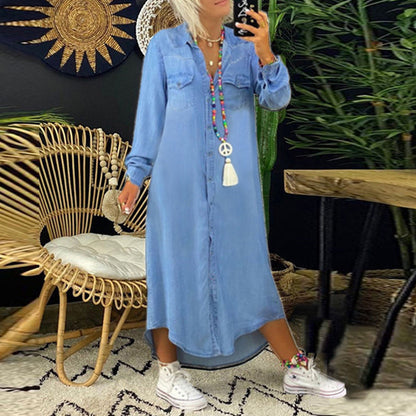 CD | Rochie maxi din denim cu mâneci lungi