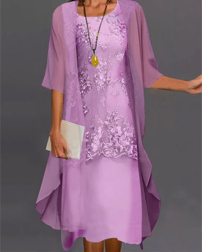 CD | 2 piese Rochie eleganta din sifon de matase