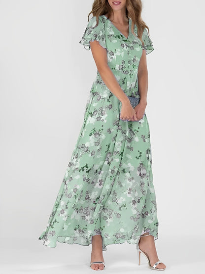 CD | Rochie midi elegantă cu imprimeu floral pentru femei