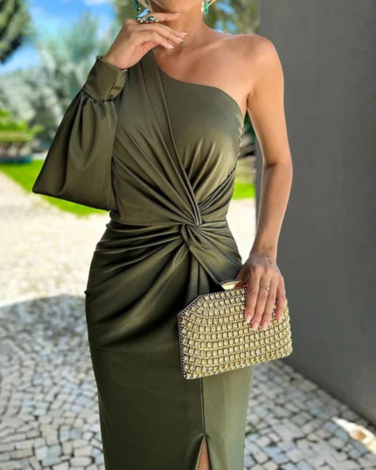 CD | Rochie midi asimetrică cu bandaj încrețit