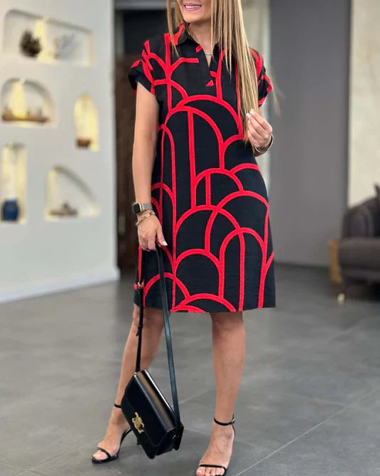 CD | Rochie midi cu imprimeu și mâneci scurte