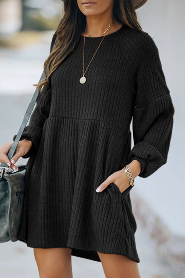 CD | Buzunare Rochie mini cu mâneci lungi
