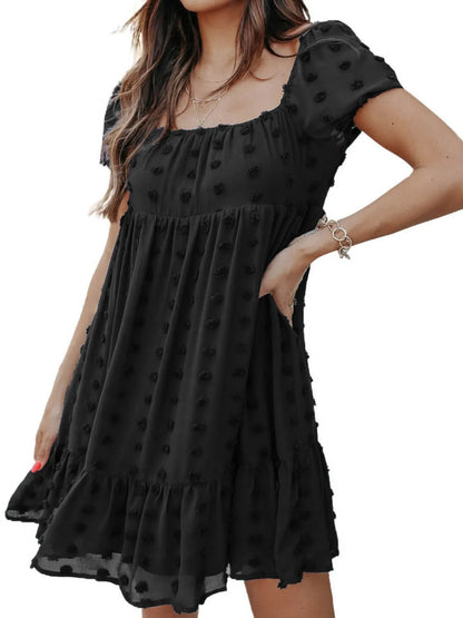 CD | Rochie mini cu decolteu pătrat Swiss Dot