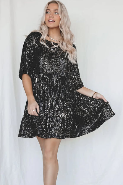 CD | Rochie mini cu paiete cu sclipici