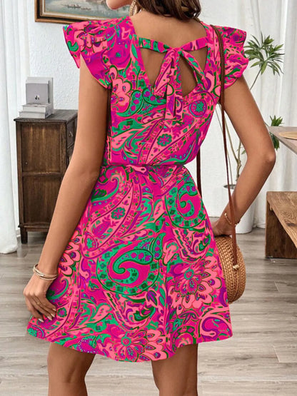 CD | Rochie mini cu imprimeu Paisley și mâneci bufante