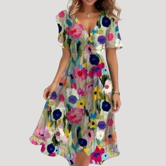 CD | Rochie midi pentru femei cu mâneci fluturate florale