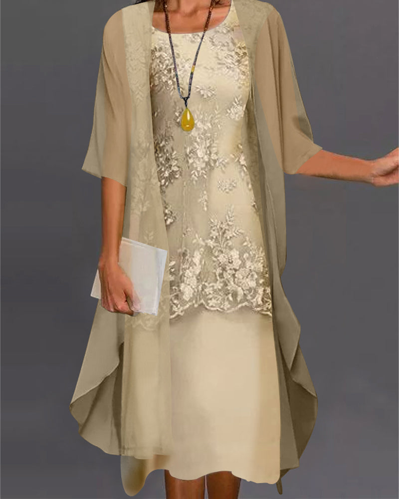 CD | 2 piese Rochie eleganta din sifon de matase