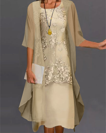 CD | 2 piese Rochie eleganta din sifon de matase