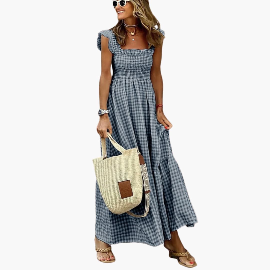 CD | Rochie maxi fără mâneci cu corset smocked