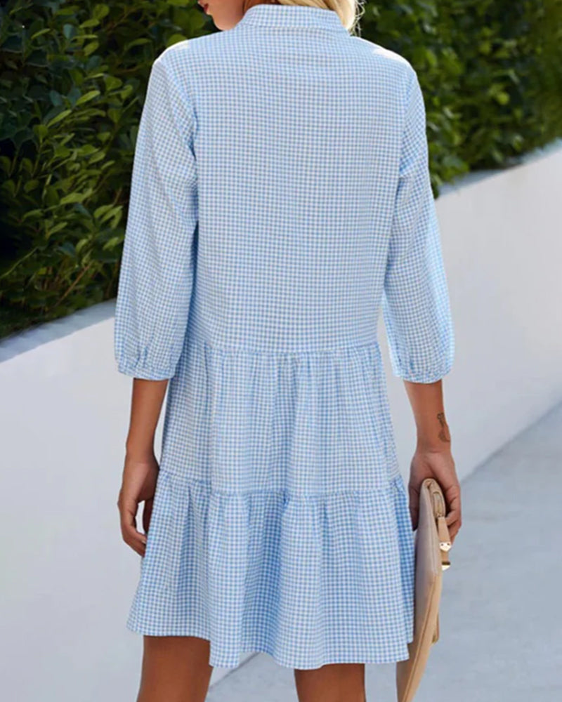 CD | Femeii vrac cămașă stil V-Neck Mini rochie