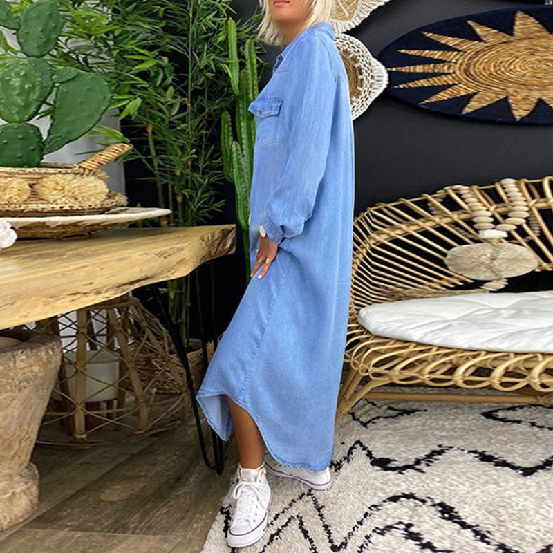 CD | Rochie maxi din denim cu mâneci lungi
