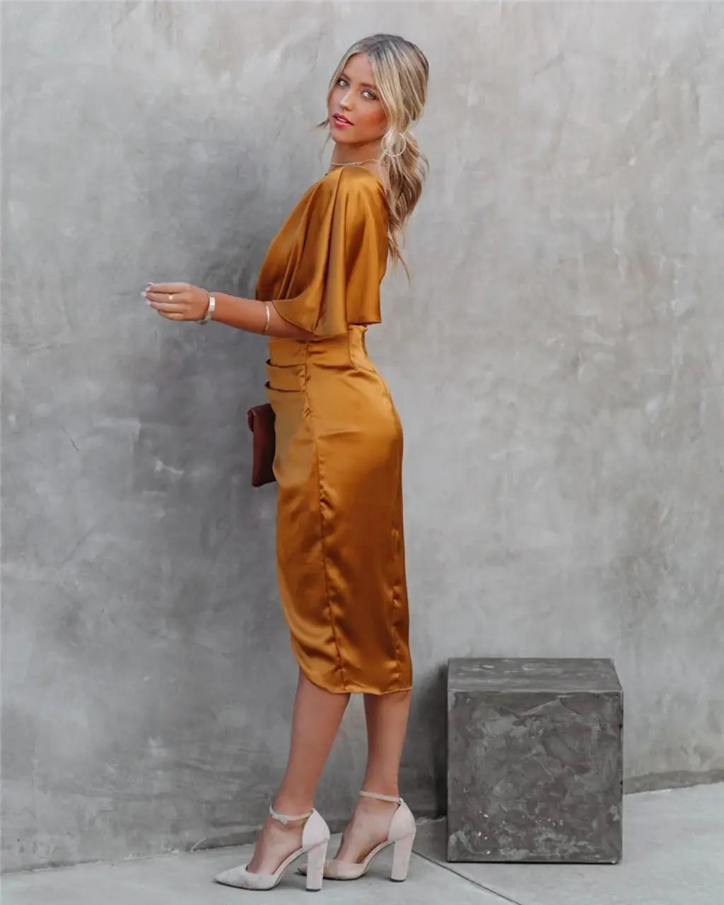 CD | Glamorous drapat rochie midi pentru femei
