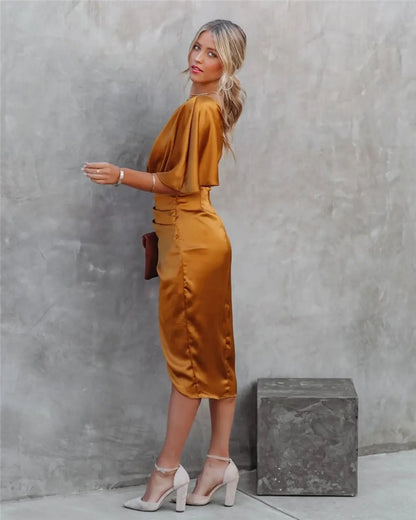 CD | Glamorous drapat rochie midi pentru femei