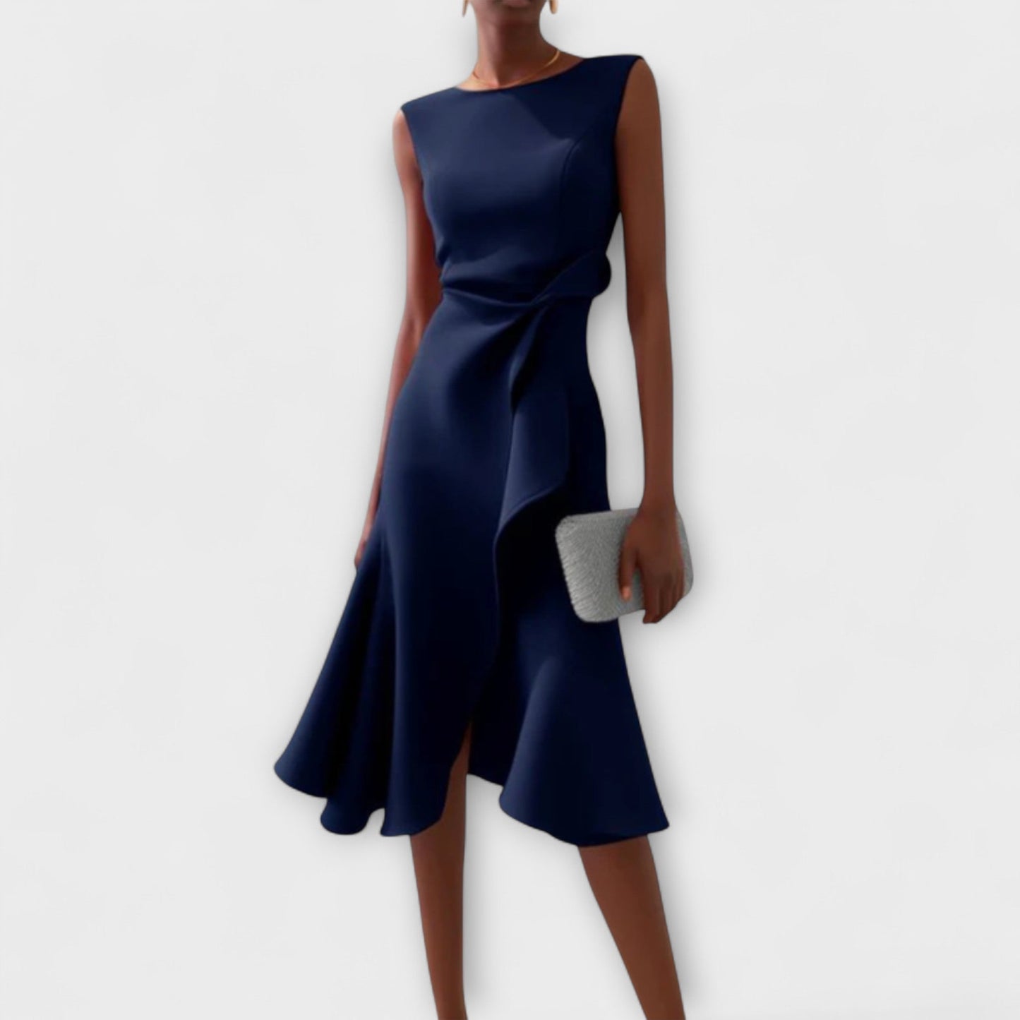 CD | Juliette™ - Rochie midi elegantă drapată asimetrică